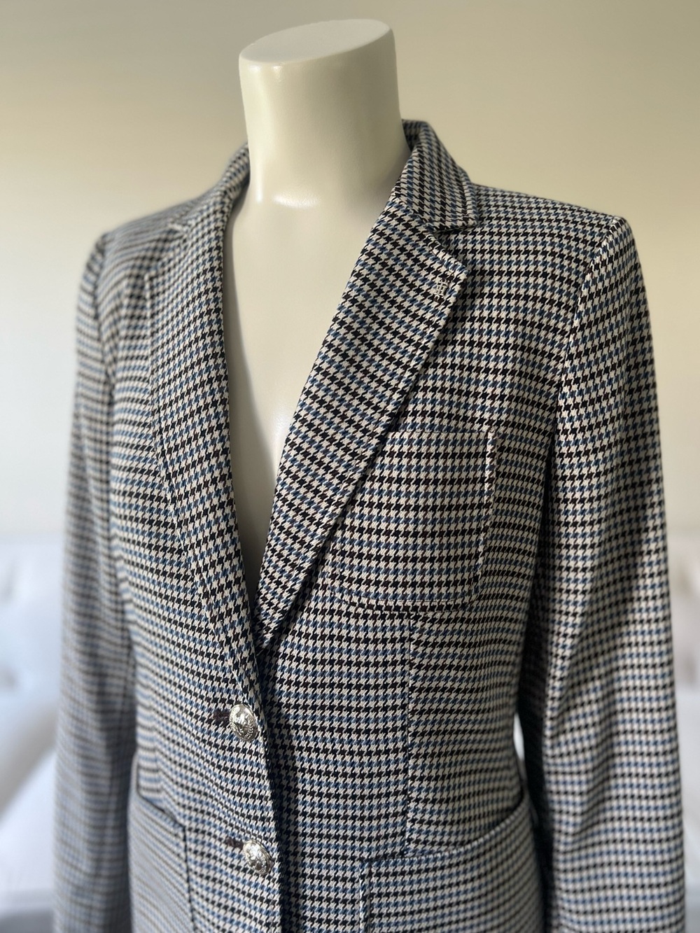 Tommy Hilfiger Brown, Blue and Cream Houndstooth Blazer